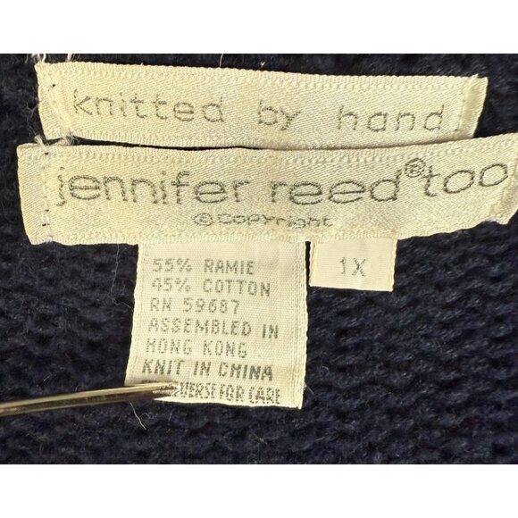 Vintage 90's Hand Knitted Cardigan Sweater Women's 1X Plus Heavy Cottage Core - Picture 6 of 7